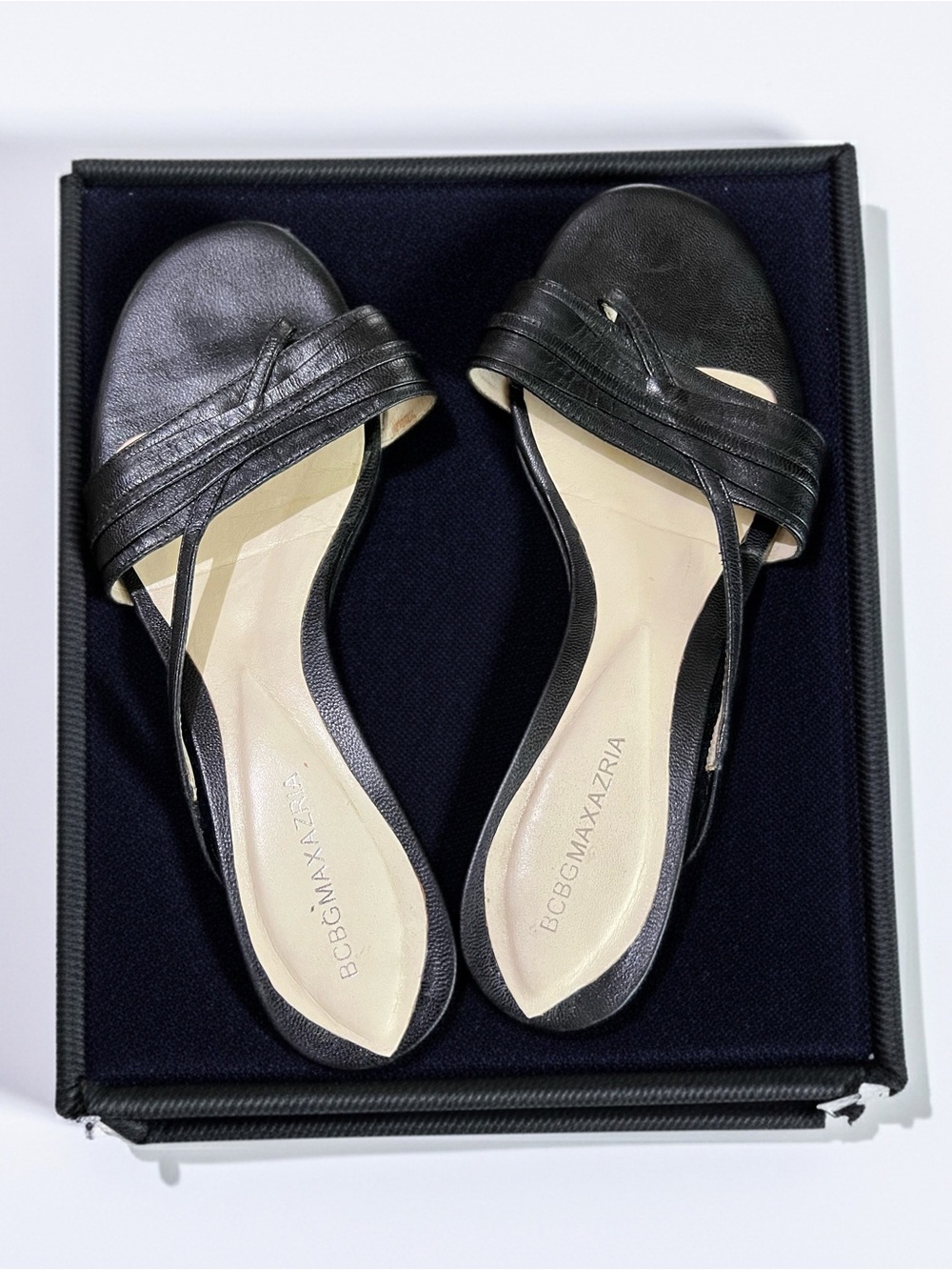BCBGMaxAzria Black Strappy D'Orsay Flat Sandals